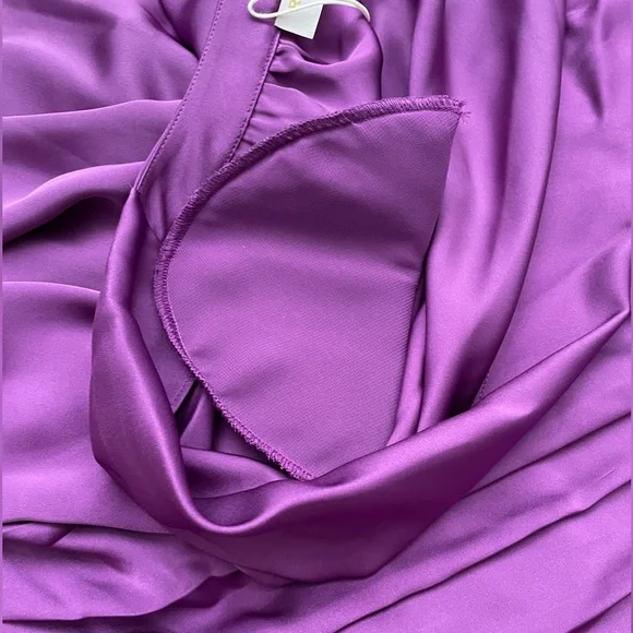 NWT Ramy Brook Camilla Silky Elegant Formal Mini Dress Long Sleeve Purple size 6 - Picture 7 of 12